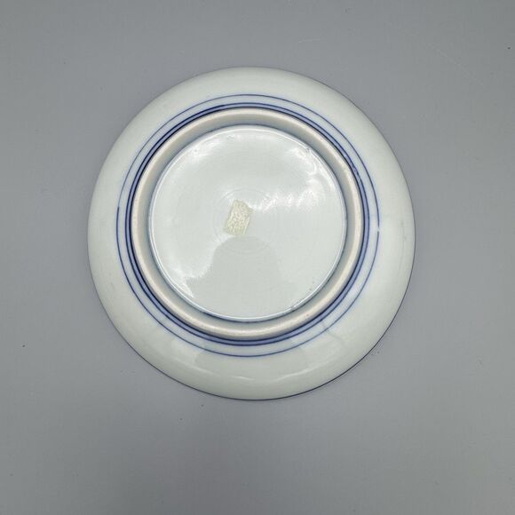 Vtg Unmarked Asian Geisha Girls Near Water Porcelain Decorative Plate Blue White - Picture 6 of 6